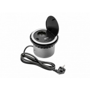 Namizna vtičnica - okrogla Φ100, 1x šuko +  2x USB